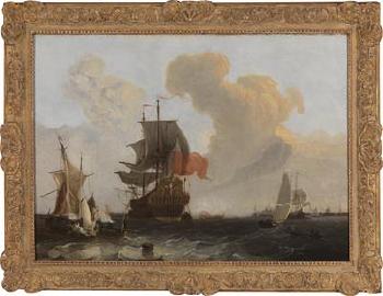 A man-o-war in choppy seas by 
																			Michiel Maddersteg